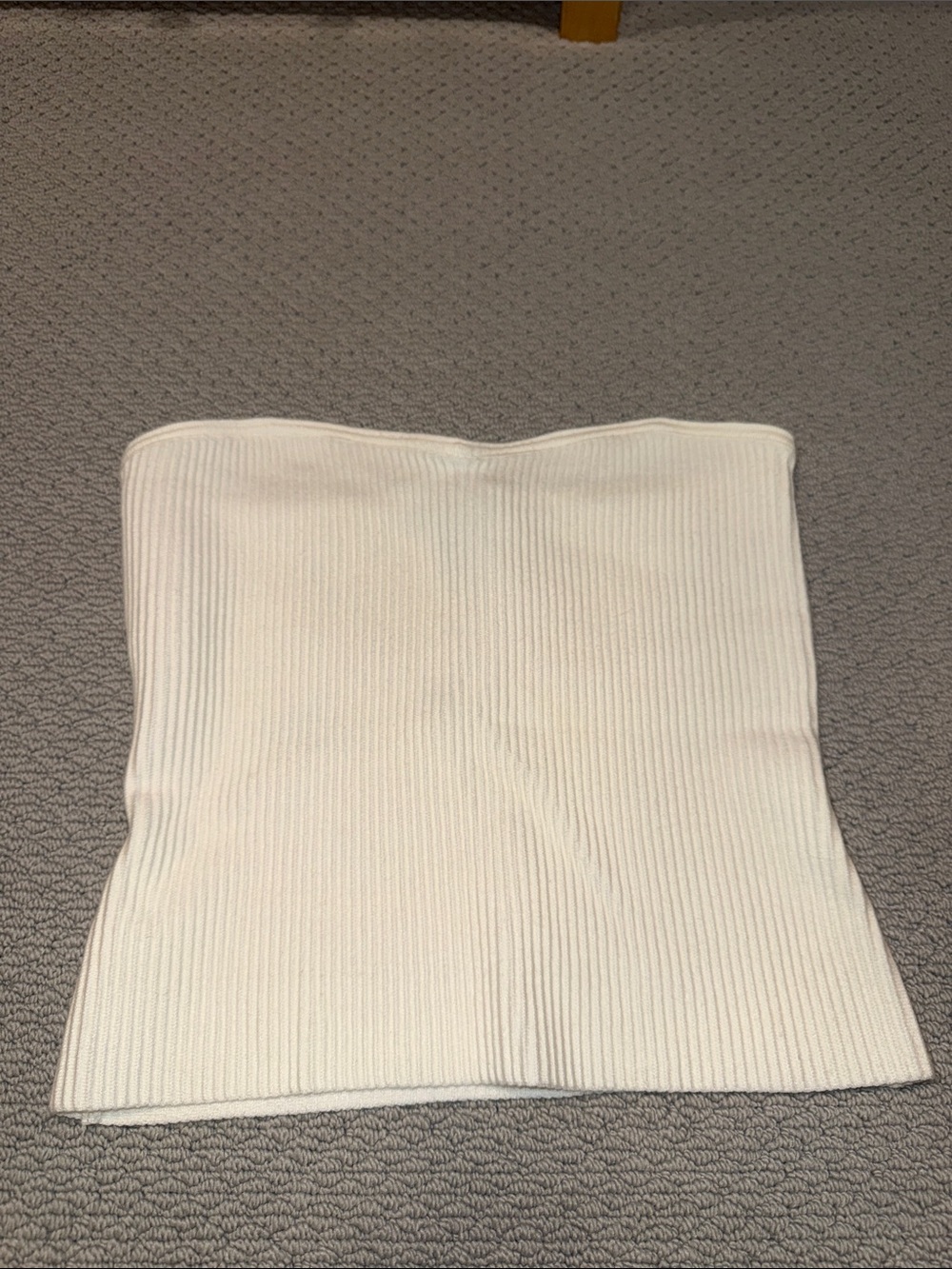 Aqua White Ribbed Strapless Crop Top
